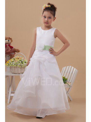 Organza Jewel Ankle-Length A-line Flower Girl Dress