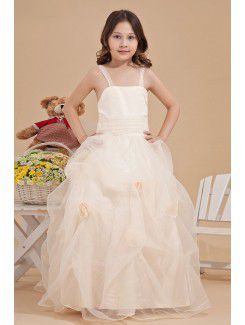 Organza Straps Ankle-Length Ball Gown Flower Girl Dress