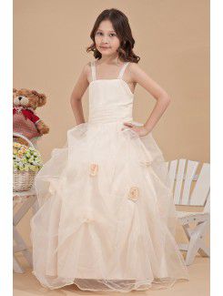 Organza Straps Ankle-Length Ball Gown Flower Girl Dress