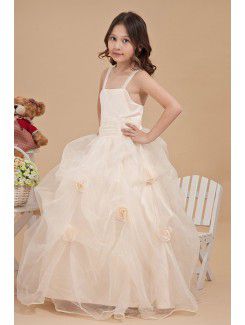 Organza Straps Ankle-Length Ball Gown Flower Girl Dress