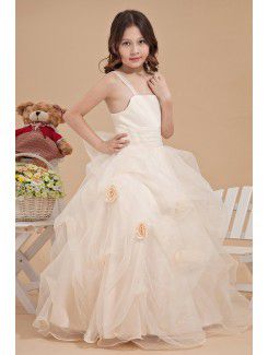 Organza Straps Ankle-Length Ball Gown Flower Girl Dress