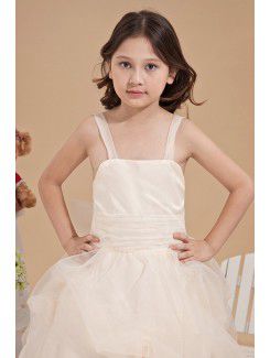 Organza Straps Ankle-Length Ball Gown Flower Girl Dress