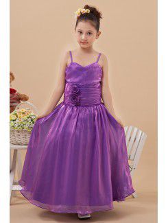 Taffeta Spaghetti Straps Floor Length A-Line Flower Girl Dress