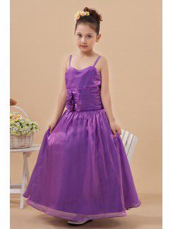 Taffeta Spaghetti Straps Floor Length A-Line Flower Girl Dress