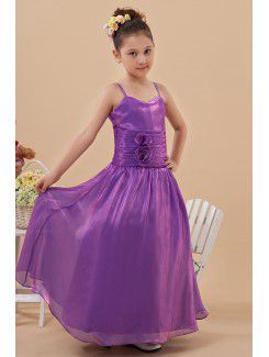 Taffeta Spaghetti Straps Floor Length A-Line Flower Girl Dress