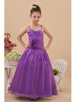 Taffeta Spaghetti Straps Floor Length A-Line Flower Girl Dress