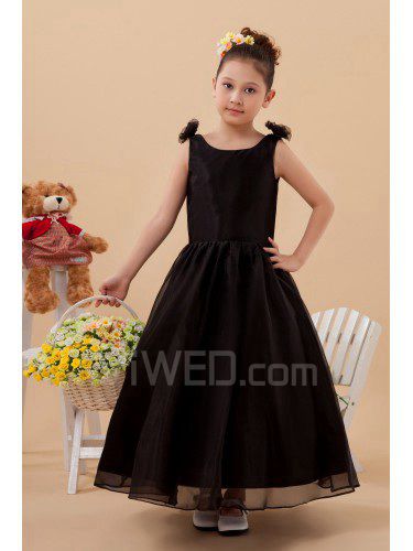 Satin and Organza Bateau Ankle-Length A-line Flower Girl Dress