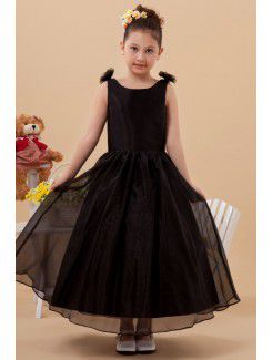 Satin and Organza Bateau Ankle-Length A-line Flower Girl Dress