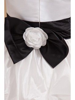 Satin Jewel Ankle-Length Ball Gown Flower Girl Dress with Bow