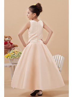 Satin Jewel Ankle-Length A-line Flower Girl Dress