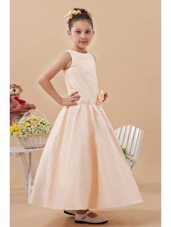 Satin Jewel Ankle-Length A-line Flower Girl Dress