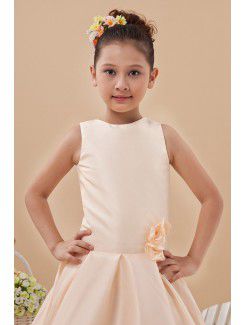 Satin Jewel Ankle-Length A-line Flower Girl Dress