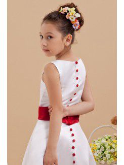 Satin Jewel Ankle-Length A-Line Flower Girl Dress with Sequins