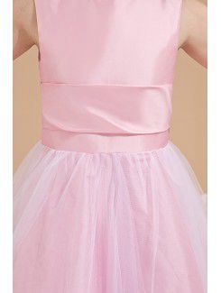 Satin and Mesh Jewel Ankle-Length Ball Gown Flower Girl Dress