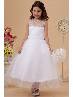 Tulle Jewel Ankle-Length Ball Gown Flower Girl Dress with Sequins