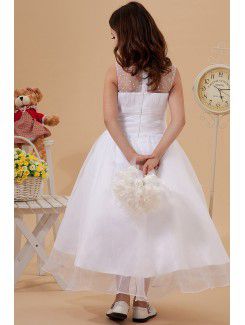 Tulle Jewel Ankle-Length Ball Gown Flower Girl Dress with Sequins