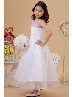 Tulle Jewel Ankle-Length Ball Gown Flower Girl Dress with Sequins