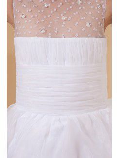 Tulle Jewel Ankle-Length Ball Gown Flower Girl Dress with Sequins