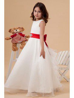 Satin and Organza Jewel Ankle-Length A-Line Flower Girl Dress with Sequins