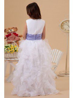 Tulle Jewel Floor Length A-line Flower Girl Dress