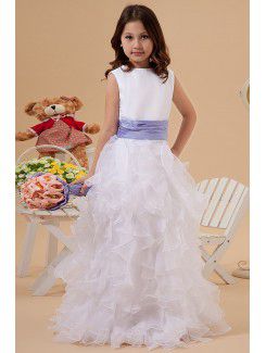 Tulle Jewel Floor Length A-line Flower Girl Dress