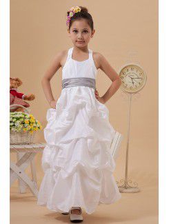 Taffeta Halter Ankle-Length A-Line Flower Girl Dress