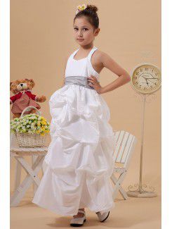 Taffeta Halter Ankle-Length A-Line Flower Girl Dress