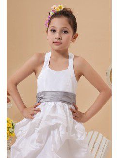 Taffeta Halter Ankle-Length A-Line Flower Girl Dress