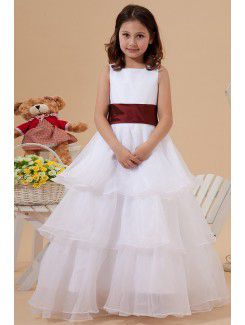 Organza Square Floor Length A-line Flower Girl Dress