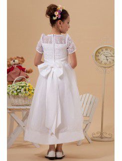 Taffeta and Tulle Jewel Ankle-Length A-Line Flower Girl Dress