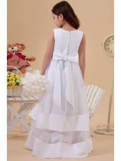 Organza and Satin Jewel Ankle-Length A-Line Flower Girl Dress with Bow