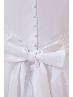 Organza and Satin Jewel Ankle-Length A-Line Flower Girl Dress with Bow