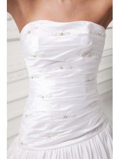 Taffeta Strapless A-line Sweep Train Embroidered Wedding Dress