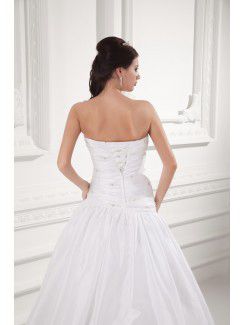 Taffeta Strapless A-line Sweep Train Embroidered Wedding Dress