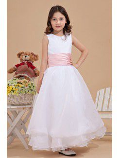 Tulle Jewel Ankle-Length A-line Flower Girl Dress with Ruffle