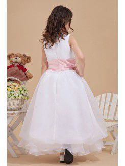 Tulle Jewel Ankle-Length A-line Flower Girl Dress with Ruffle