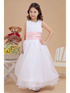 Tulle Jewel Ankle-Length A-line Flower Girl Dress with Ruffle