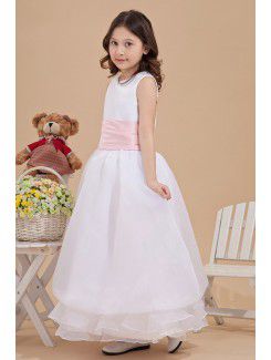 Tulle Jewel Ankle-Length A-line Flower Girl Dress with Ruffle