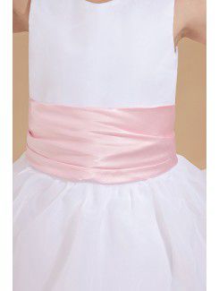 Tulle Jewel Ankle-Length A-line Flower Girl Dress with Ruffle