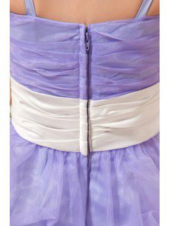 Satin and Organza Spaghetti Straps Ankle-Length A-Line Flower Girl Dress with Ruffle