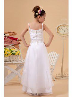 Organza and Taffeta Spaghetti Straps Floor Length A-line Flower Girl Dress