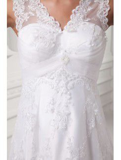Lace V-Neckline A-line Sweep Train Wedding Dress