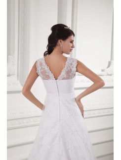 Lace V-Neckline A-line Sweep Train Wedding Dress