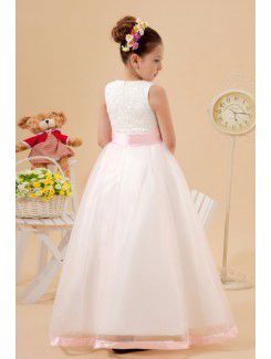 Organza Jewel Ankle-Length A-Line Flower Girl Dress with Embroidered