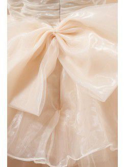 Tulle Straps Tea-Length A-line Flower Girl Dress with Bow