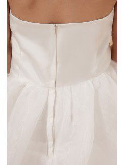 Satin and Organza Halter Floor Length A-Line Flower Girl Dress with Embroidered and Ruffle