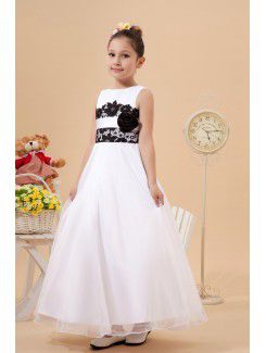 Satin and Tulle Jewel Ankle-Length A-Line Flower Girl Dress