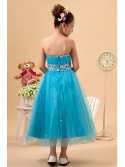 Tulle Sweetheart Tea-Length A-Line Flower Girl Dress with Sequins