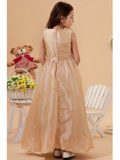 Taffeta Jewel Ankle-Length Column Flower Girl Dress with Ruffle