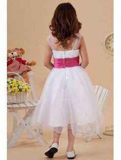 Organza Straps Knee-Length A-Line Flower Girl Dress with Ruffle